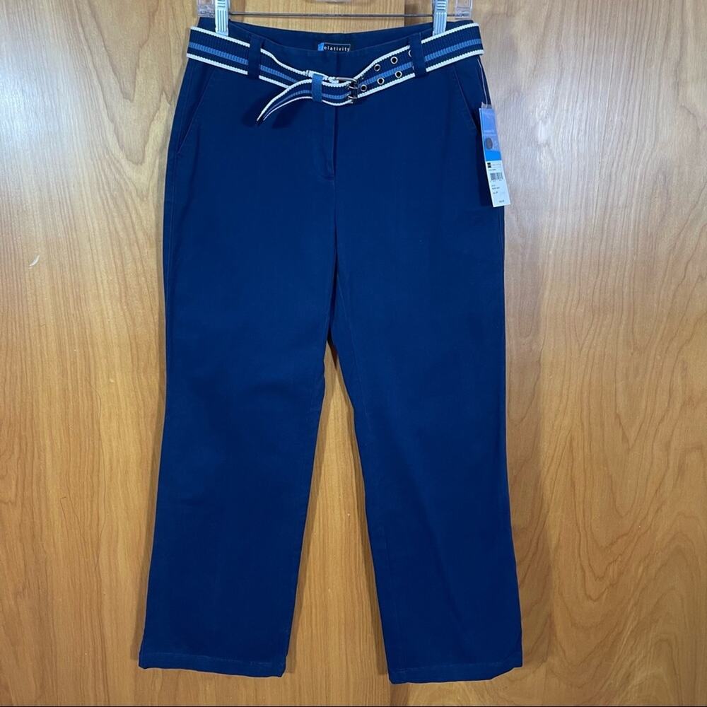 NWT Relativity Navy Slacks with Belt, Size 6P.